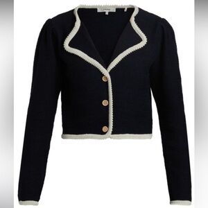 Frame Denim Black and Cream Cardigan